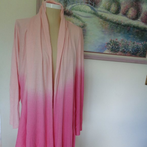 Denim 24/7 Tops - Denim 24/7 Womens Cardigan 1X Pink Ombre